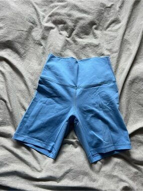 Aritzia Light Blue High-Waist Athletic Bike Shorts